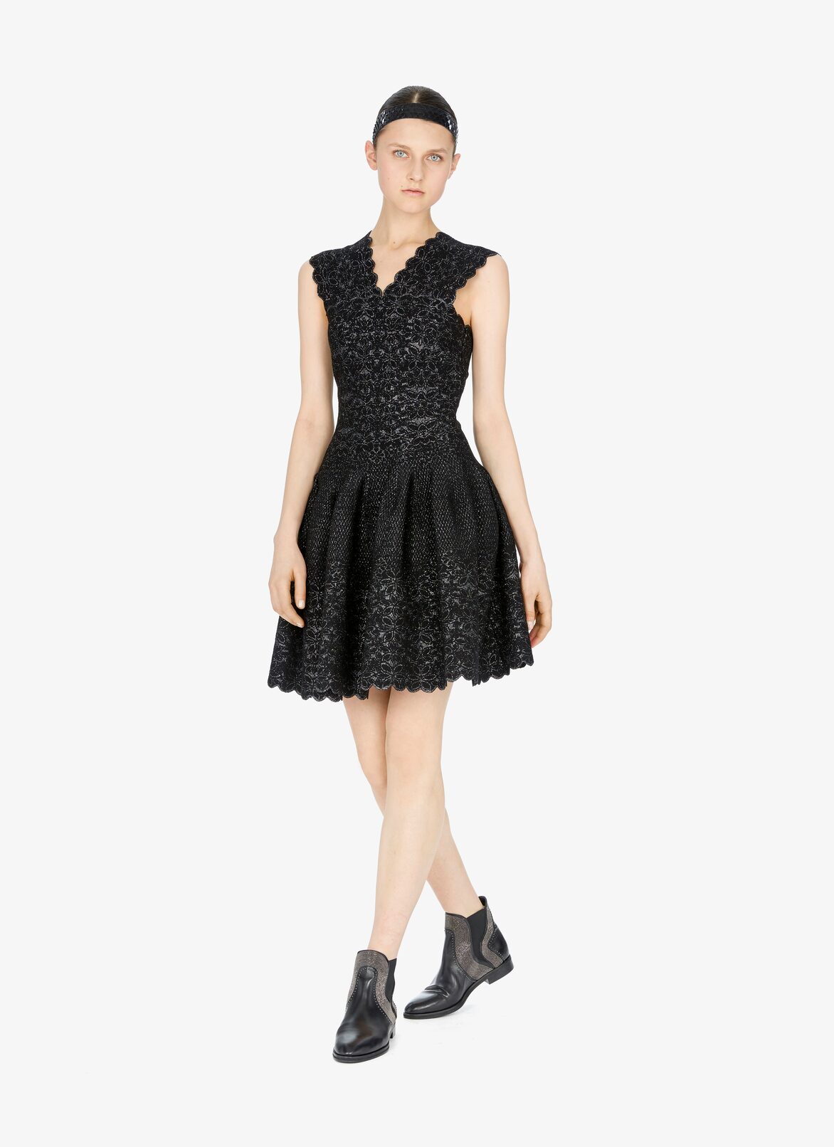 SLEEVELESS DRESS PATIO LUX BLACK/SILVER ALAÏA ブラック/シルバー  SLEEVELESS DRESS PATIO LUX BLACK/SILVER